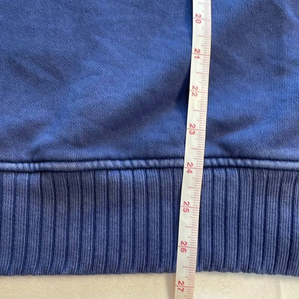 AERIE Down-To-Earth Crewneck Sweatshirt Checked Out Faded Blue Ribbed Oversize S - Picture 12 of 15